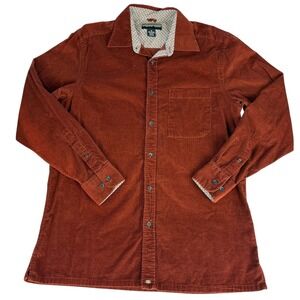 Andrew Fezza Mens Rust Brown Corduroy Button Down Long Sleeve Shirt Size M